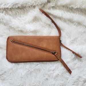 Free People zipper wallet clutch brown distressed Zipper